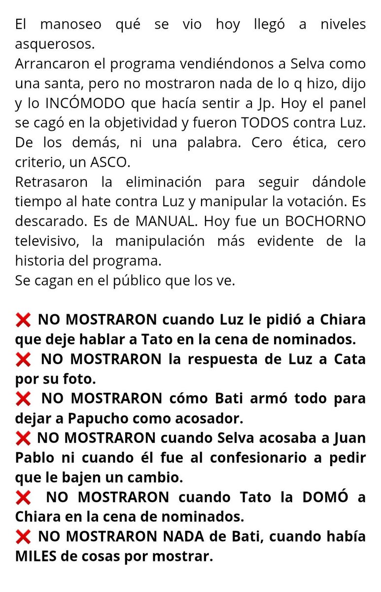 ⚠️Dejo esto por acá y me voy !!! Sean honestos y no jueguen con la gente !! 

🚫BASTA DE CENSURAR TODO LOCO !!

#Granhermano