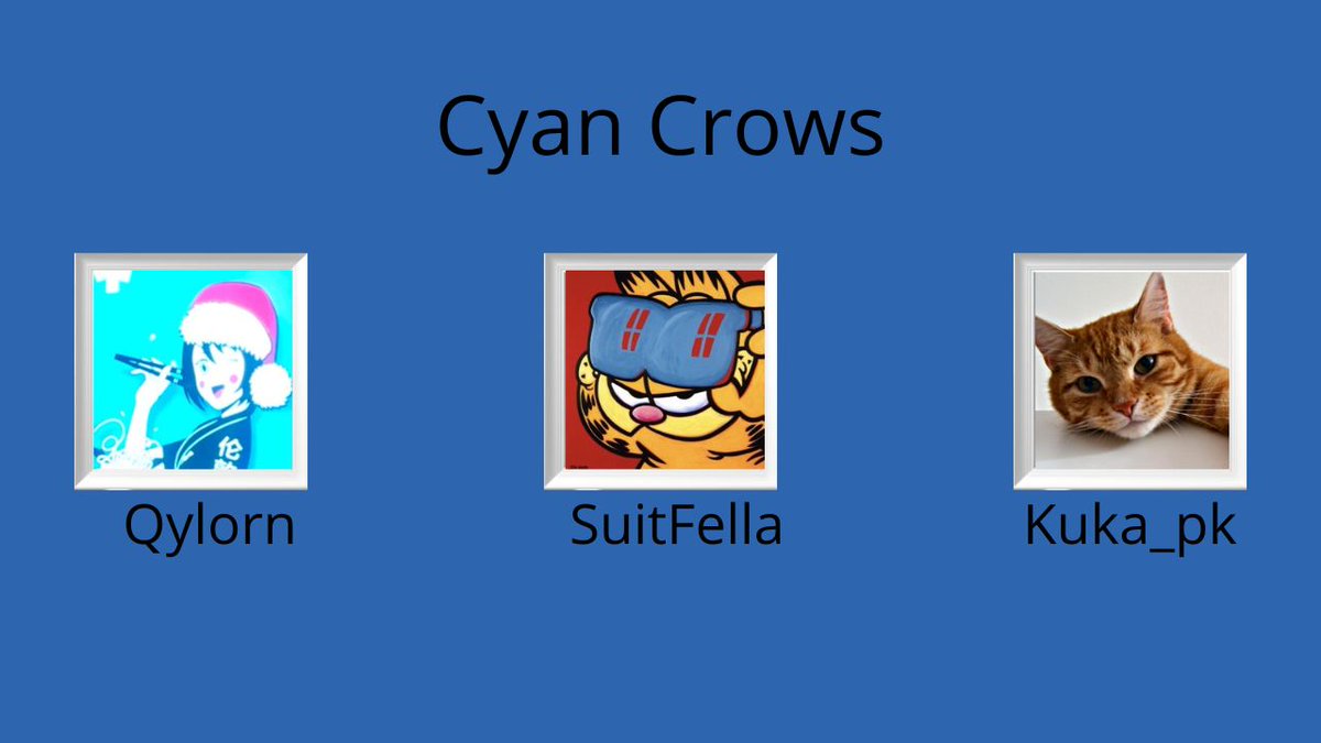 Announcing the Cyan Crows! <a href="/SuitFella/">Suit</a> kuka_pk qylorn