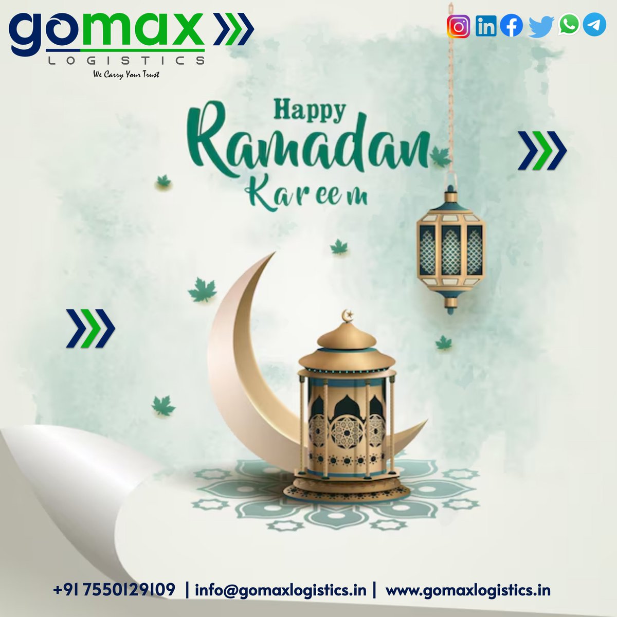 GomaxLogistics's tweet photo. Eid Mubarak!

May this blessed Ramzan bring peace, prosperity, and happiness to all. 

Wishing you and your loved ones a joyous and spiritually uplifting Ramadan! 
#eidmubarak #Eid2025 https://t.co/3nMFMu9vXY