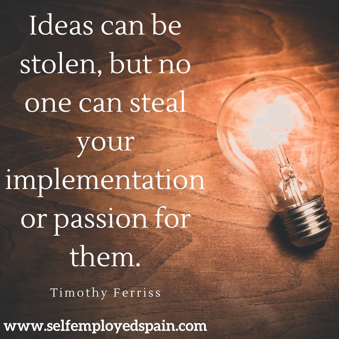 Many are worried that their idea will be stolen and therefore they do not develop it ... Tim Ferris has something to tell you! 
#MondayMotivation #freelancers #selfemployed #entrepreneurs