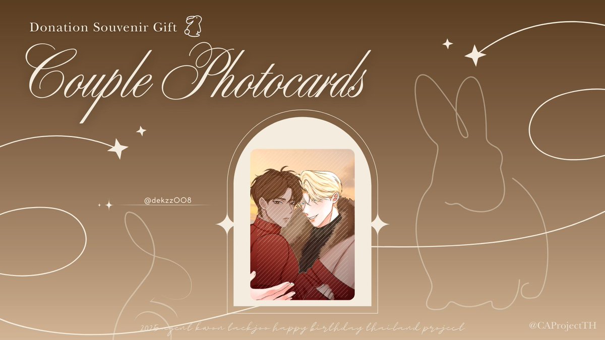 CAProjectTH's tweet photo. “2025 Happy Birthday Agent Kwon Taekjoo Thailand Project”

Donation Souvenir Gift (Couple Photocards)

ขอขอบคุณ @dekzz008 ที่ร่วมเป็นส่วนหนึ่งในโปรเจกต์ฉลองวันเกิดของคุณควอน แทกจูค่ะ 🐇

🗓️ ระยะเวลาโดเนท : วันที่ 24 มีนาคม - 28 เมษายน 2025 เวลา 23:59 น.

📎 ร่วมโดเนทและกรอกแบบฟอร์มรับของที่ระลึกได้ที่ : https://t.co/PVD7l6EktA

#HBDTaekjoo2025TH