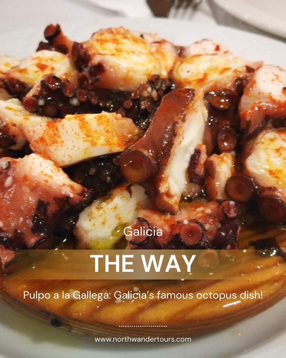 NorthwanderTour's tweet photo. Pulpo a la Gallega: Galicia’s famous octopus dish! 🐙🍽️ 

#CaminoFood #TasteOfSpain #CaminoGastronomy #PilgrimMeals #FoodieTravel https://t.co/yLsp7yhMcn