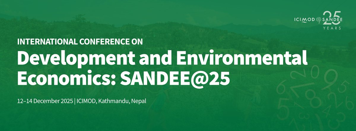 Passionate about economics, environment, development, and natural resources use?

Submit proposals and panel sessions.
International Conference on development and environmental economics: SANDEE@25

Submit, register, and learn more, visit: icimod.org/initiative/san…