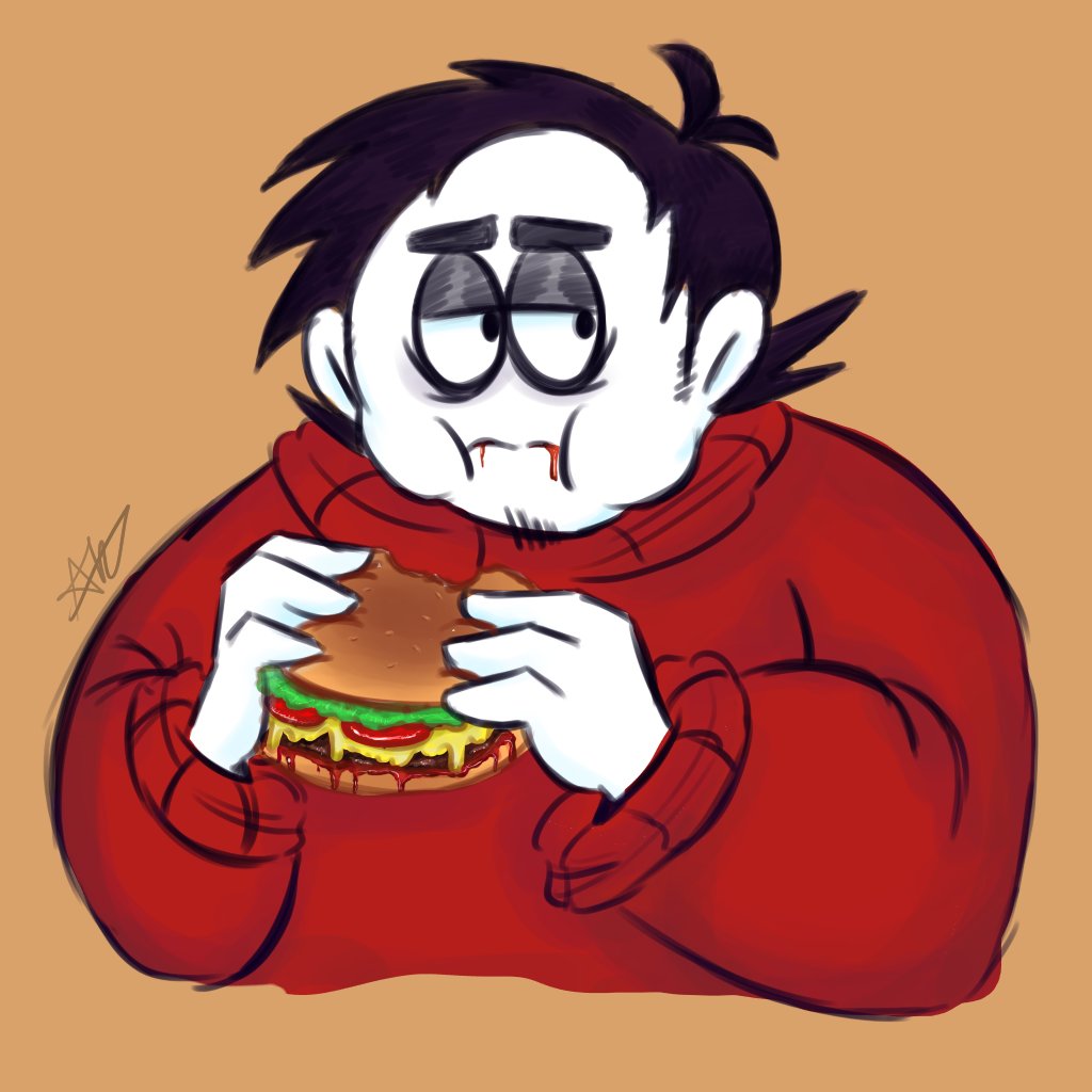 RayZZZZyeah's tweet image. Nothing suspicious... It's just Bob eating a burger.
#SpookyMonthBob #spookymonth #spookymonthfanart