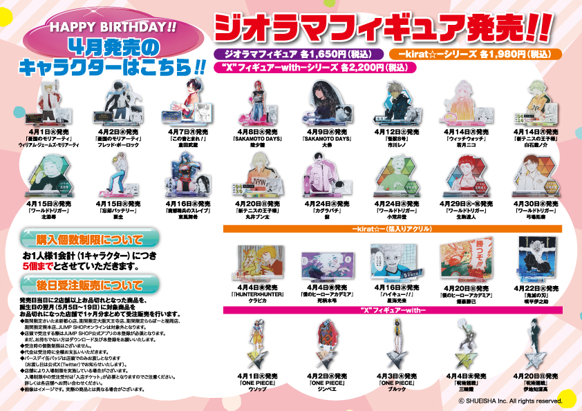 ☆JUMP SHOP原作新商品情報☆ バースデイ缶バッジ ジオラマフィギュア