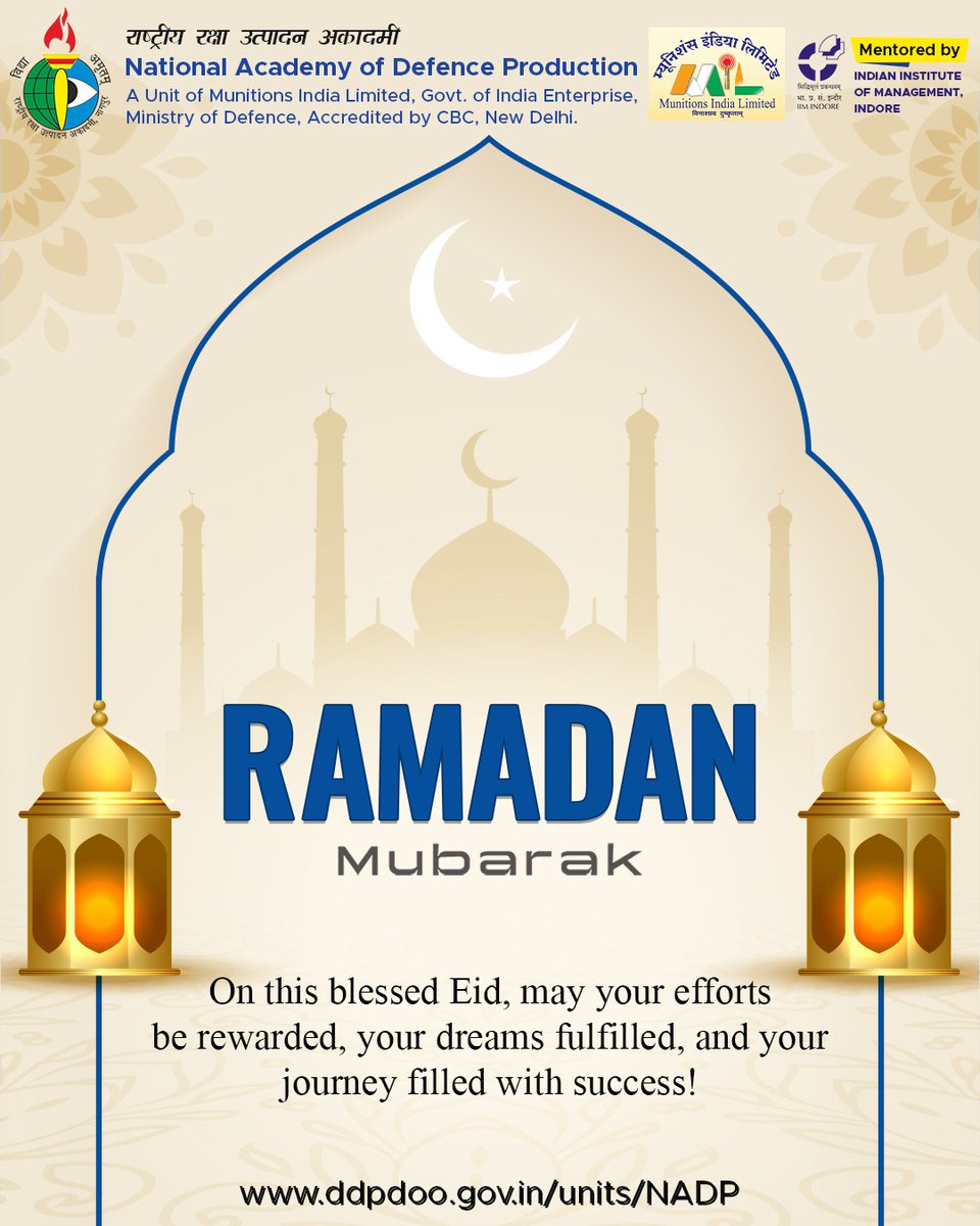 nadpnagpur's tweet photo. Eid Mubarak🌙
✨ May this special day bring peace, happiness and prosperity to everyone. May Allah flood your life with happiness and peace of mind on this occasion.
.
.
#NADP #NADPNagpur #NADPPGDM #nationalacademyofdefenceproduction #careerindefencesector #DefenceManagement #eid #ramdanmubarak #eid2025 #eidmubarak