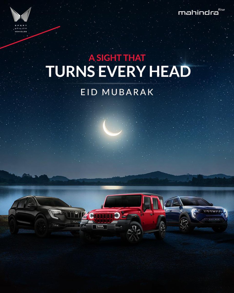 Mahindra Automotive (@mahindra_auto) on Twitter photo Lead with light and own the moments of celebrations.
#EidMubarak!
#MahindraAuto Lead with light and own the moments of celebrations.
#EidMubarak!
#MahindraAuto
