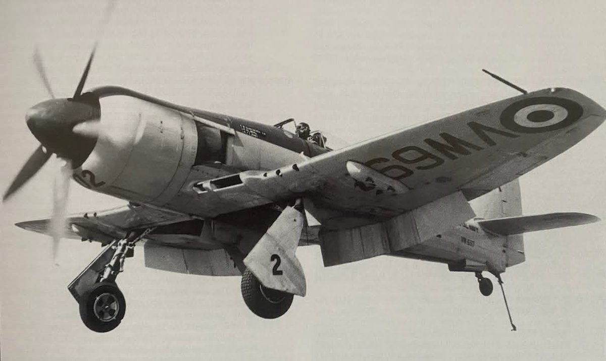 Dangling the Dunlops!
A superb image of a Royal Navy Hawker Sea Fury about to land on its carrier deck. This aircraft was from 804Sqn from HMS Glory around 1950.