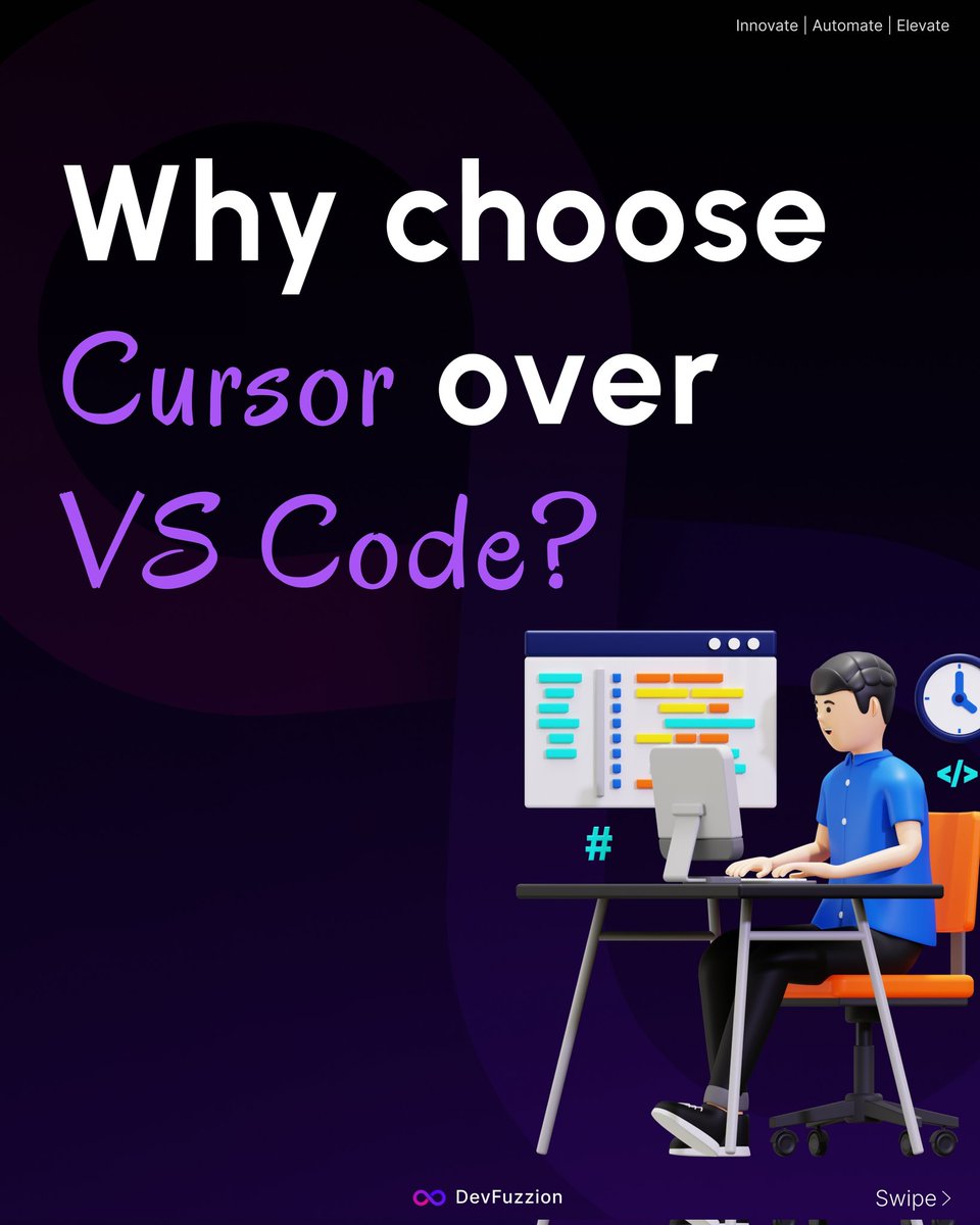 devfuzzion's tweet image. Cursor vs. VS Code: Which One is Smarter?
Cursor brings built-in AI assistance, smarter autocompletion, and AI-powered debugging no extra extensions needed. Code faster, debug instantly, and optimize effortlessly.
#AI #Coding #DeveloperTools #VSCode #Cursor #codeditor #WebDev
