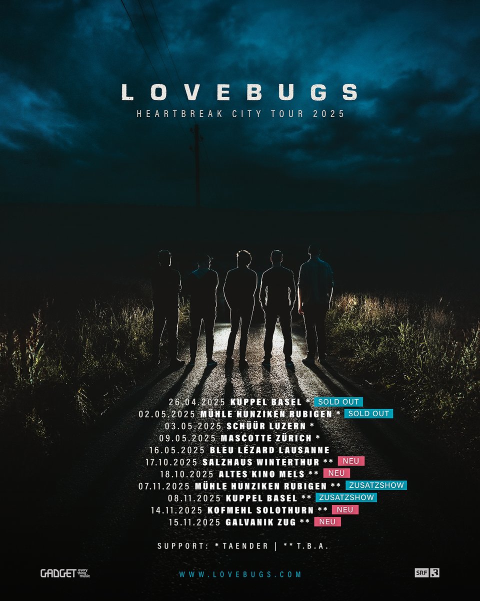 Neue Shows bestätigt 🚀🔥 Der Vorverkauf für Winterthur, Mels, Solothurn &amp; Zug startet am Mittwoch, 2. April 2025: linktr.ee/lovebugsshows