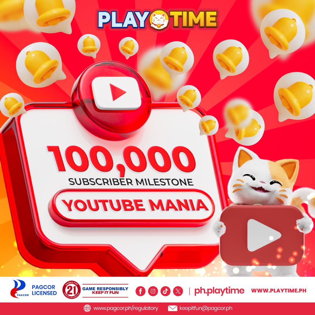 Ka-PlayTime, malapit na tayo sa 100K YouTube subscribers!

Subscribe na para lagi kang updated sa mga panalo tips, exclusive promos, at bigating giveaways!

👉 SUBSCRIBE NOW! ⬇️
youtube.com/@ph.playtime

#PlayTimePH #ItsPlayTime #PlayTime