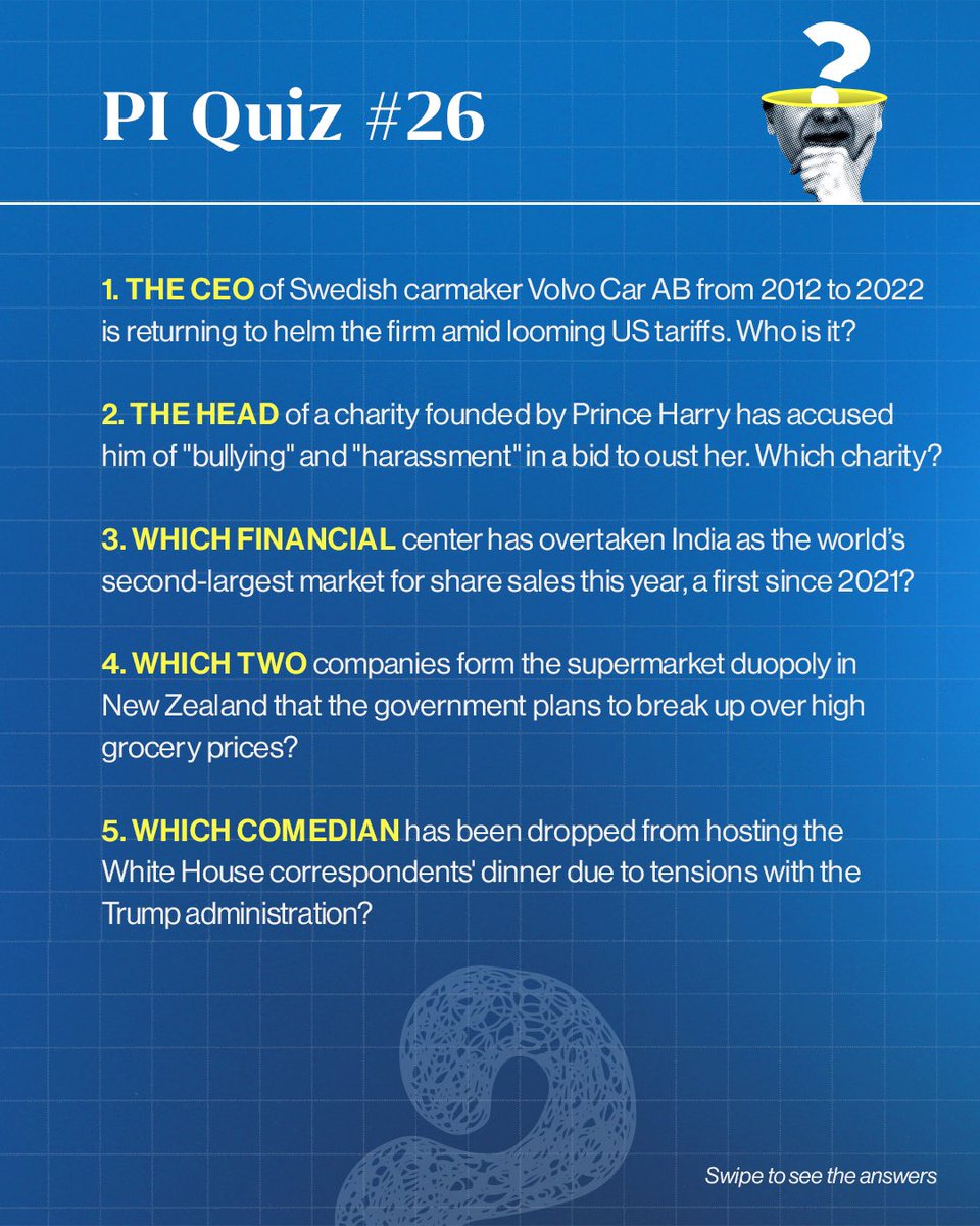 _PressInsider_'s tweet image. #PIQuiz | You think you know it all? Then let’s test your global IQ

Swipe to see the answers and share your insights in the comment section below

#globalnews #GlobalIQ #internationalnews #news #iqtest #generalknowledge #pressinsider #indiasglobalvoice