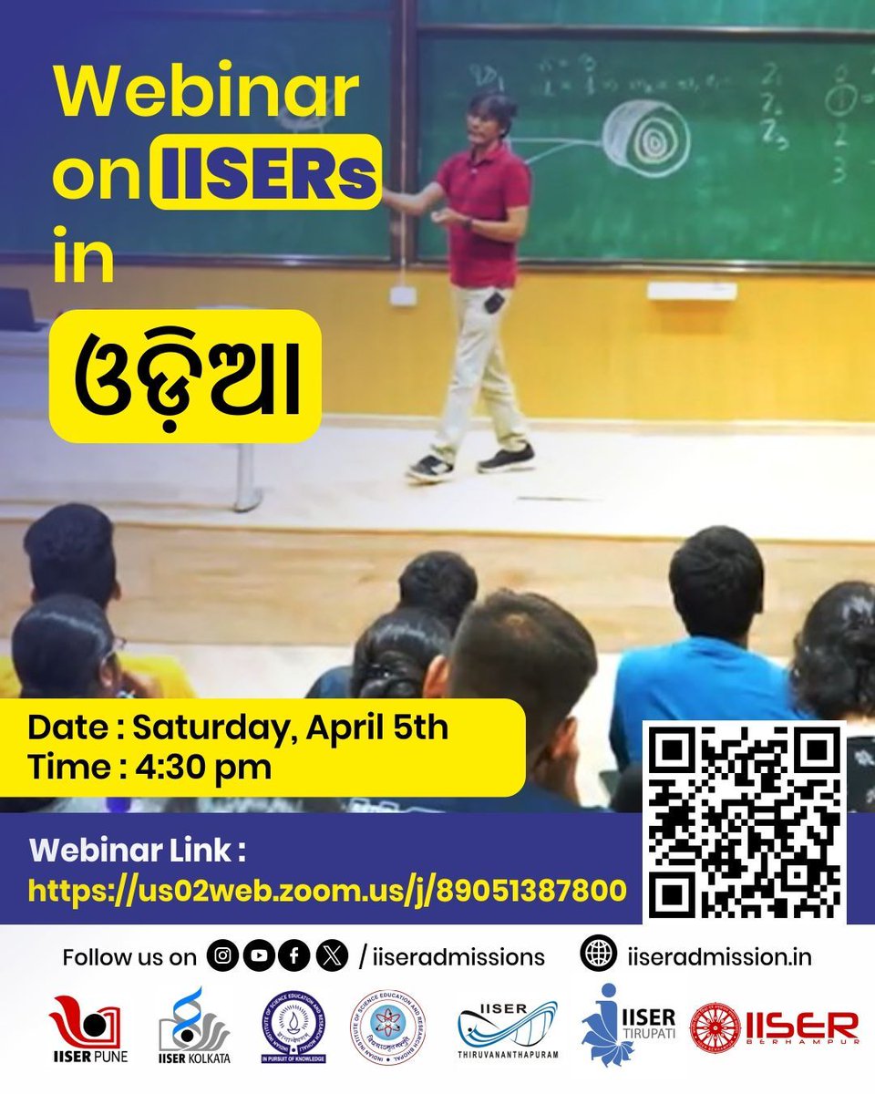 IISER_BERHAMPUR's tweet image. Webinars about IAT-2025 (in different languages) to get admission into IISERs.