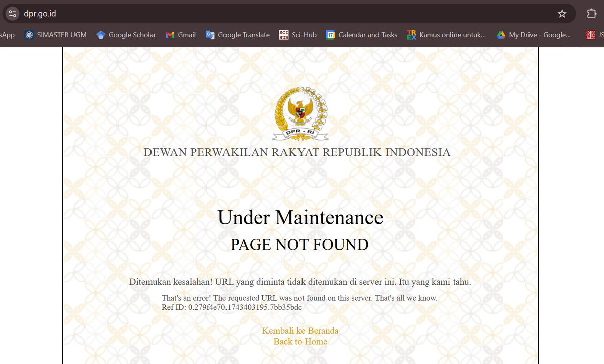 jorgianaaa's tweet photo. Gimana ngeceknya ya ini?

Website https://t.co/srZKX4bhfx aja bentuknya begini.

Gak mungkin kan itu diganti lagi alamat web-nya? Apakah website resmi DPR ikut cuti lebaran juga?

Kasih tau ini kita mau ngecek perkembangan RUU kemana? @DPR_RI @DPRIAN_ https://t.co/O51FgS1iLi