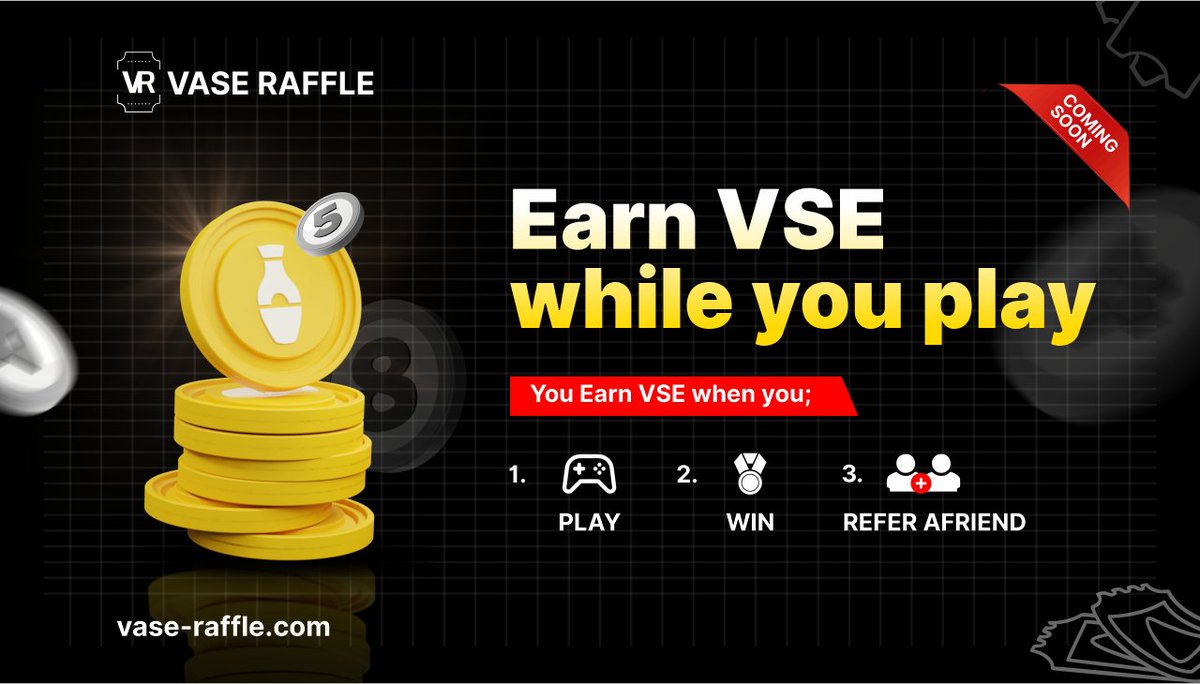 Big news! 
Soon, every round you play will earn you VSE Tokens, adding even MORE rewards to your Vase Raffle experience!

🎮 How it works (Coming Soon!):

Play 3 rounds = Earn VSE
Win a round = Earn VSE
Refer a friend = Earn VSE

Stay tuned for updates!
🔗 Join now →