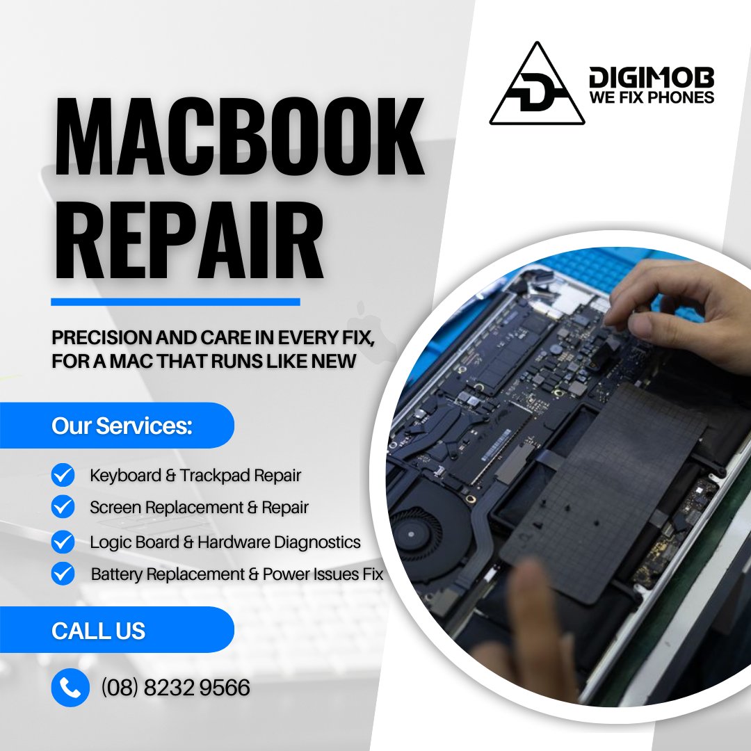 DigimobAU's tweet image. MacBook Repair: Precision &amp;amp; Care in Every Fix 
At Digimob Phone Repair, we restore your Mac to peak performance with expert repairs and genuine parts. Trust us for fast, reliable, and high-quality service

📞 Call us: (08) 8232 9566

#MacBookRepair #DigimobPhoneRepair #AppleFix