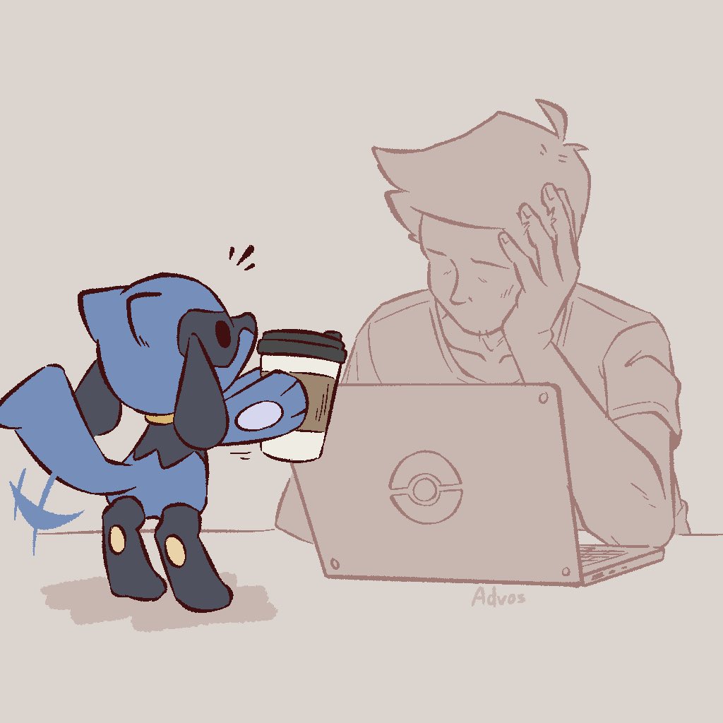 Coffee break (He already drank half of it)