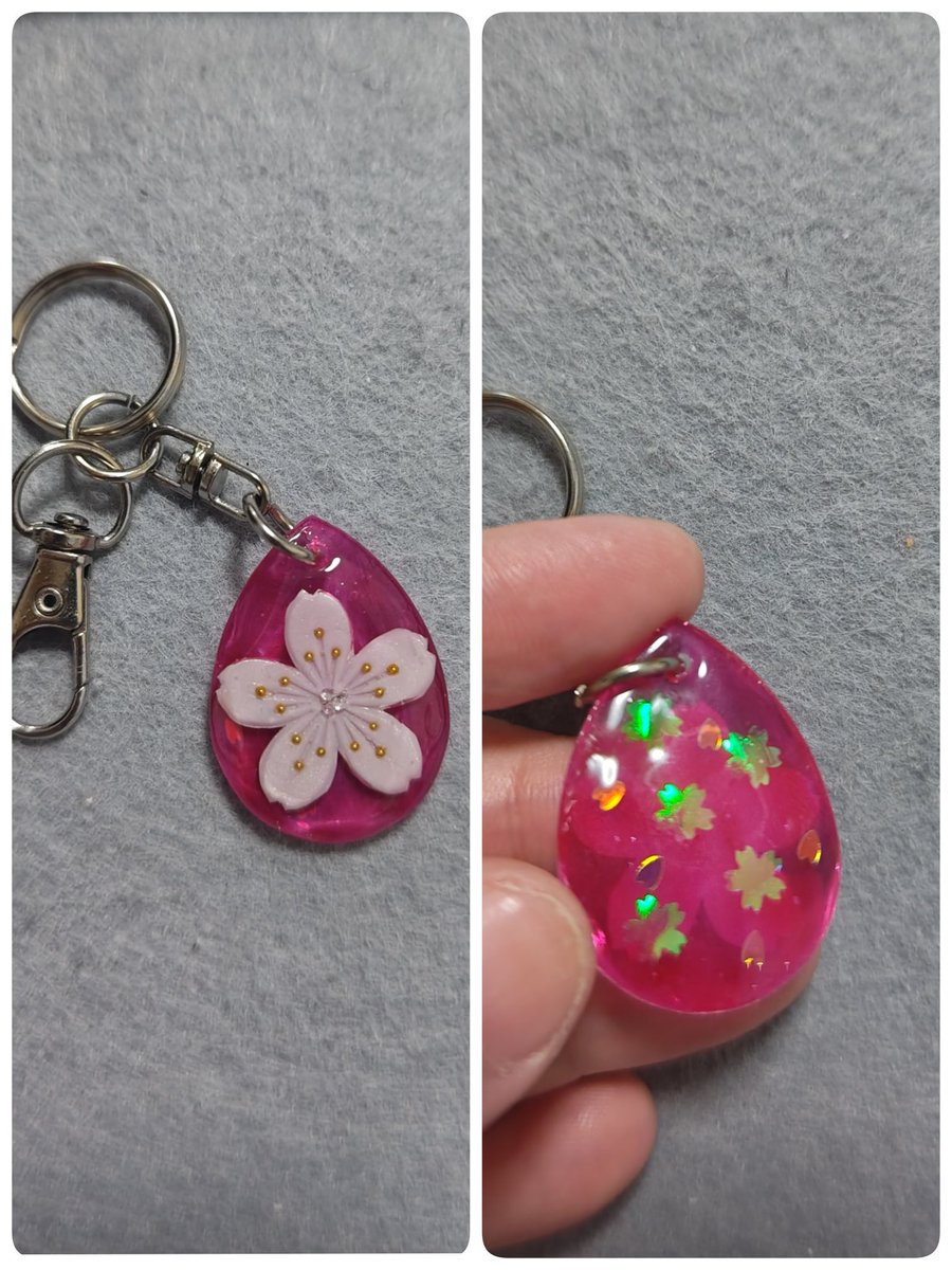 ここからは小さめなチャームになります✨

こちらは1200円(送料込)

ピンクサファイアに閉じ込めた桜🌸
可愛らしい薄紅の桜、裏側は満開でヒラヒラと花弁が舞ってます🌸✨