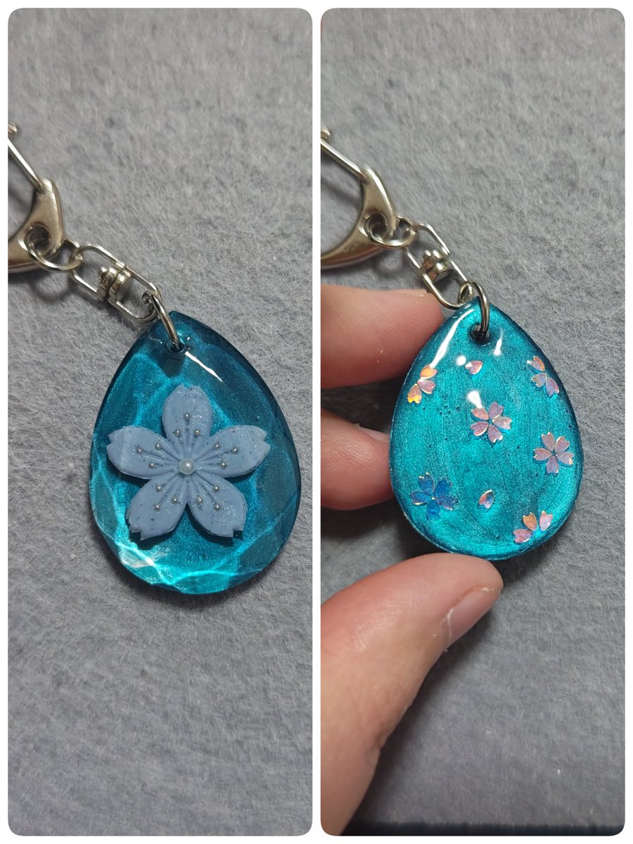 メタリックブルーが太陽に照らされた海を思わせる雰囲気🌊🌞
波に漂う桜もキラキラです🌸