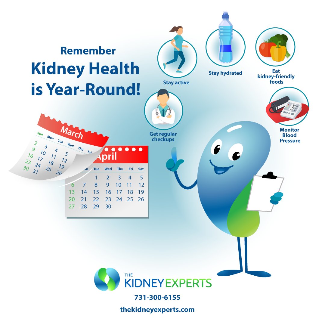 As National Kidney Month comes to a close, remember that kidney health is a year-round commitment! Your kidneys work hard for you 365 days a year—they deserve your ongoing attention! The Kidney Experts are always here to help!

#MarchIsKidneyMonth#TKE #KidneyHealth