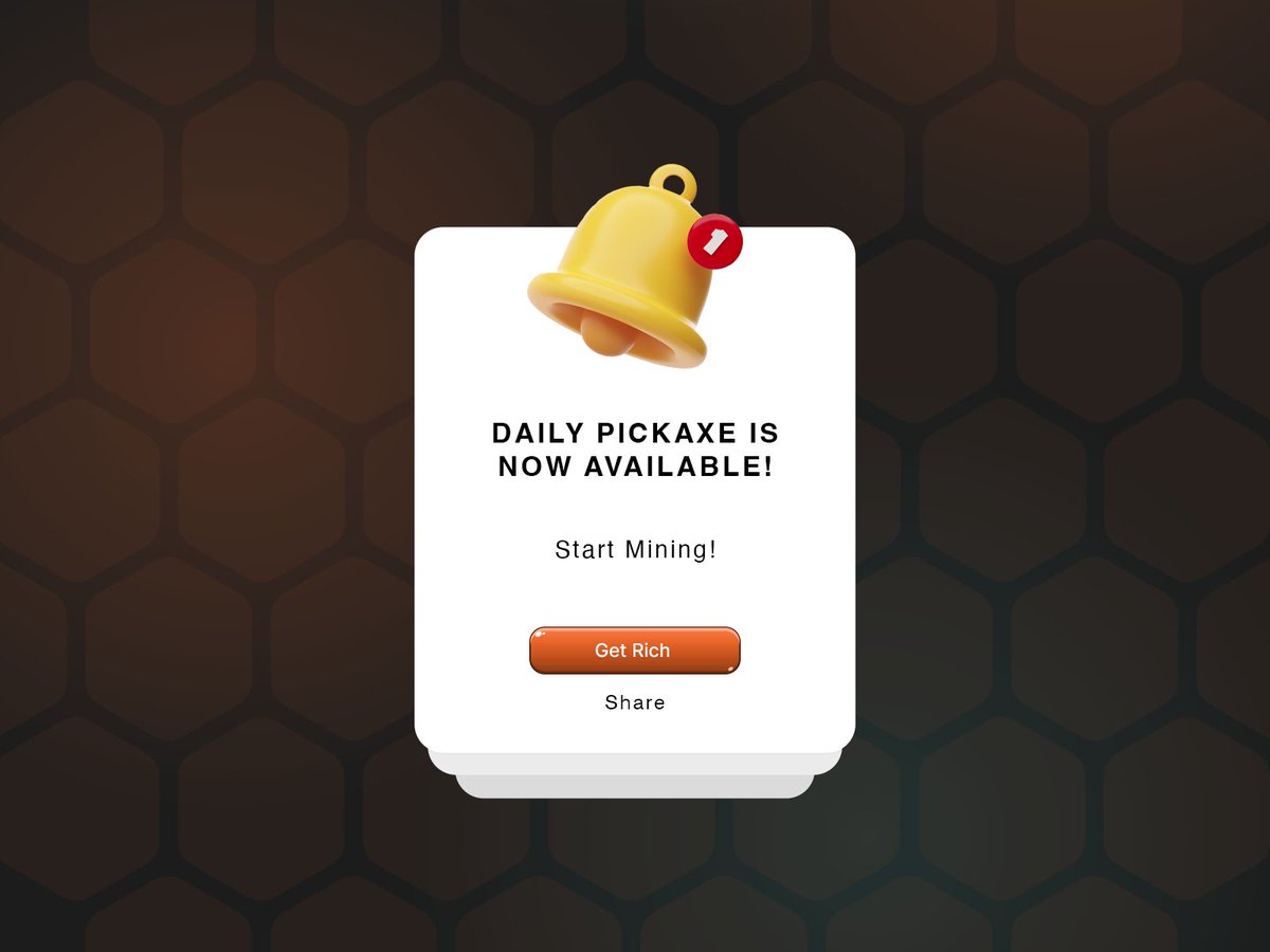 This is the only notification we look forward to, besides our crush’s messages. 

Free pickaxes replenished daily to mine $BTC, $USDT, and $TON! 

Drop your win below. 👇