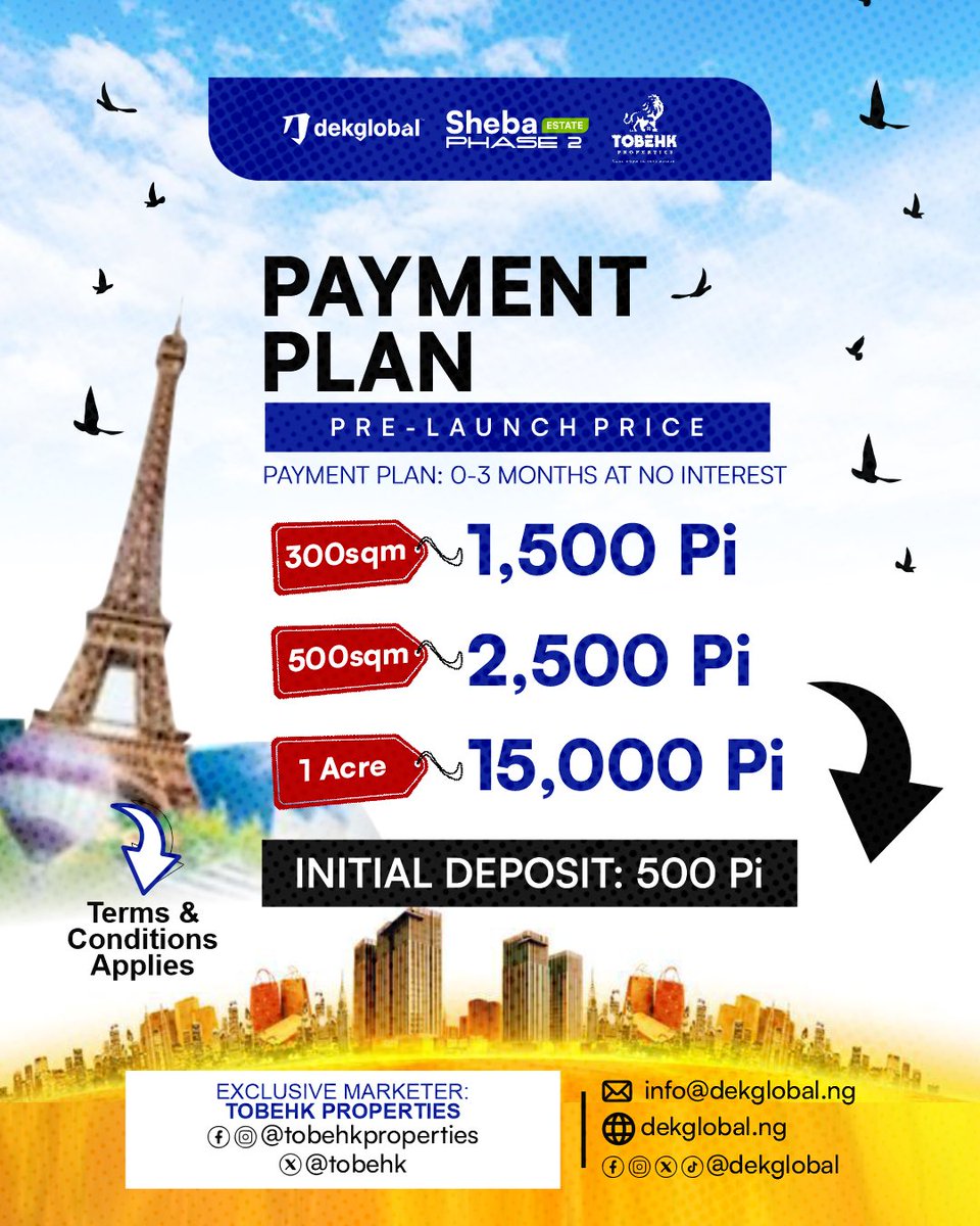 LAND OWNERSHIP MADE EASY FOR $Pi PIONEERS!

Dreaming of owning land in a fast-growing location?

With just 500 $Pi initial deposit! you can now secure a piece of land in SHEBA ESTATE, EPE.