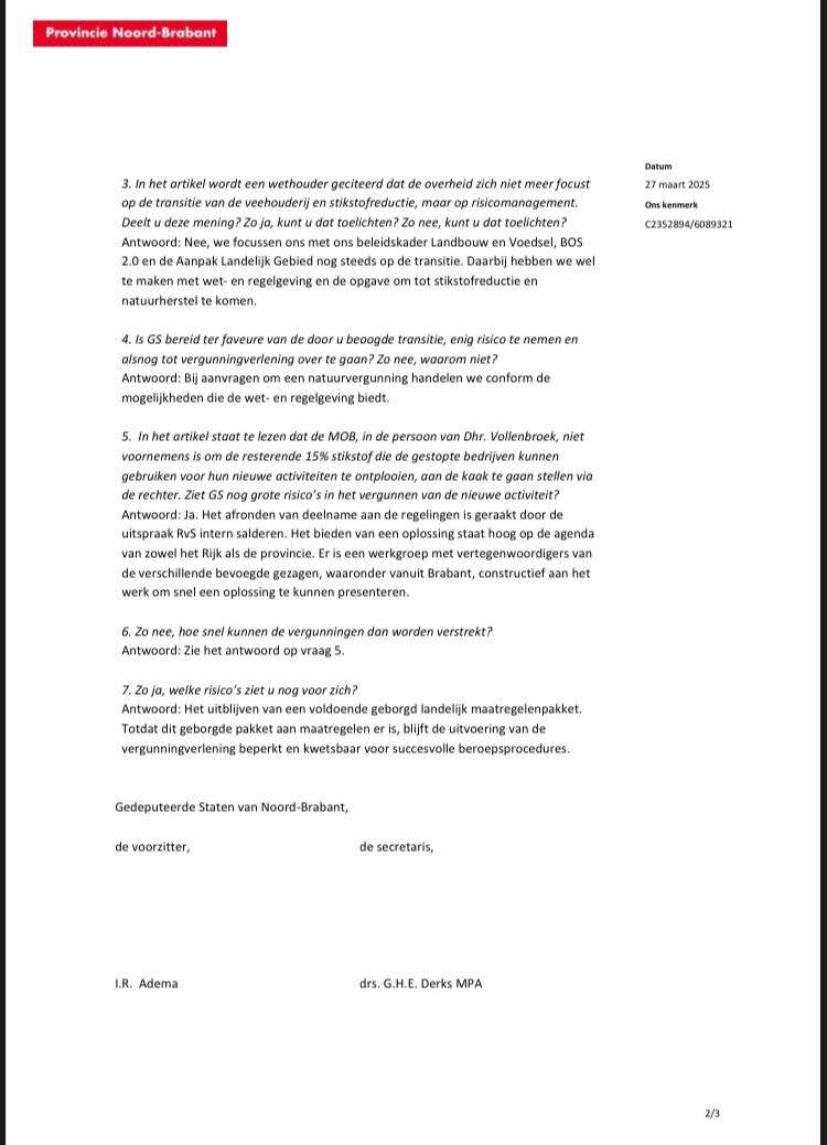 Terwijl honderden #boeren in <a href="/Brabant/">Provincie Noord-Brabant</a> in onzekerheid leven nadat ze zich aangemeld hebben voor #bedrijfsbeëindiging, blijven de verschillende #overheden naar elkaar wijzen uit angst voor succesvolle #beroepsprocedures. Wie #regeert dit land? <a href="/VVD/">VVD</a> <a href="/MarcOudenhoven/">Marc Oudenhoven</a>