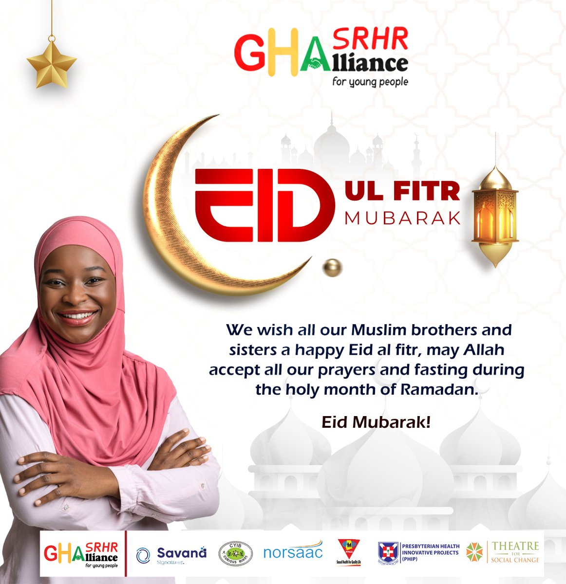 Ghana SRHR Alliance for Young People (@theghalliance) on Twitter photo 🌙 Eid Mubarak
Happy Eid Ul Fitr from us <a href="/TheGHAlliance/">Ghana SRHR Alliance for Young People</a> to all our Muslim brothers and sisters.
May this special day bring you peace, happiness, and countless blessings. As we mark the end of Ramadan, may love and unity fill our hearts.
#Ramadan2025 #HappyEid 🌙 Eid Mubarak
Happy Eid Ul Fitr from us <a href="/TheGHAlliance/">Ghana SRHR Alliance for Young People</a> to all our Muslim brothers and sisters.
May this special day bring you peace, happiness, and countless blessings. As we mark the end of Ramadan, may love and unity fill our hearts.
#Ramadan2025 #HappyEid