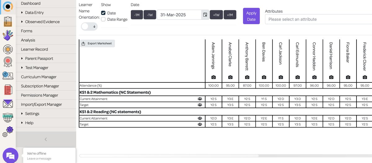 educateruk's tweet image. Why Choose Envision?
Correlate Attainment with Attendance.
Gain deeper insights by viewing attainment data alongside attendance records, helping you identify trends, correlations, or potential causes.
#Attendance #UnderstandingAttainment #PupilProgress #EdTech