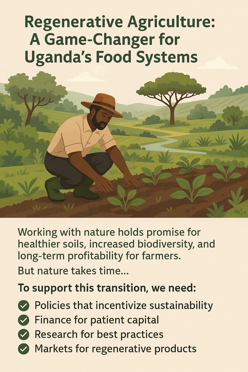 𝐑𝐞𝐠𝐞𝐧𝐞𝐫𝐚𝐭𝐢𝐯𝐞 𝐀𝐠𝐫𝐢𝐜𝐮𝐥𝐭𝐮𝐫𝐞 in Uganda is a win-win—healthier soils, increased biodiversity &amp; long-term profitability for farmers. But nature takes time.

Let’s build a food system that works with nature—not against it