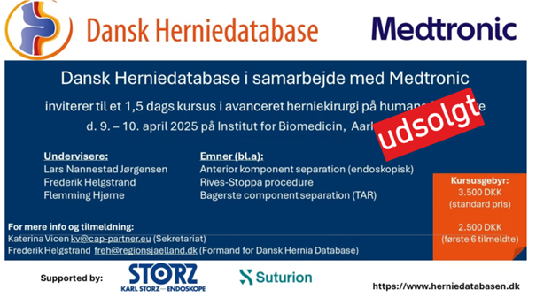 We will sponsor the Danish Hernia Database’s first cadaver course (April 9-10, 2025, Aarhus)! 🌟Participants will practice abdominal closure with SutureTOOL™, advancing surgical training in Denmark.
#SutureTOOL #HerniaSurgery #SurgicalTraining