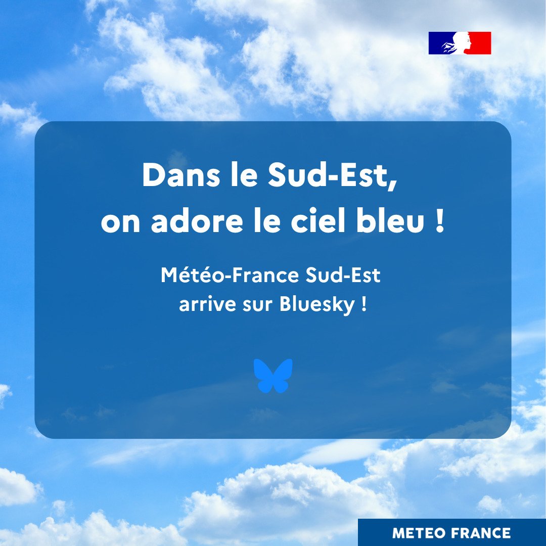 Météo-France Sud-Est (@meteofrance_se) on Twitter photo 🎉 Ça y est : <a href="/MeteoFrance_SE/">Météo-France Sud-Est</a> se lance sur Bluesky !
Nous restons sur X pour maintenir notre mission d’information et d’alerte des phénomènes dangereux dans le Sud-Est, via la #Vigilance notamment.
👉 Suivez-nous sur bsky.app/profile/meteof… ! 🎉 Ça y est : <a href="/MeteoFrance_SE/">Météo-France Sud-Est</a> se lance sur Bluesky !
Nous restons sur X pour maintenir notre mission d’information et d’alerte des phénomènes dangereux dans le Sud-Est, via la #Vigilance notamment.
👉 Suivez-nous sur bsky.app/profile/meteof… !