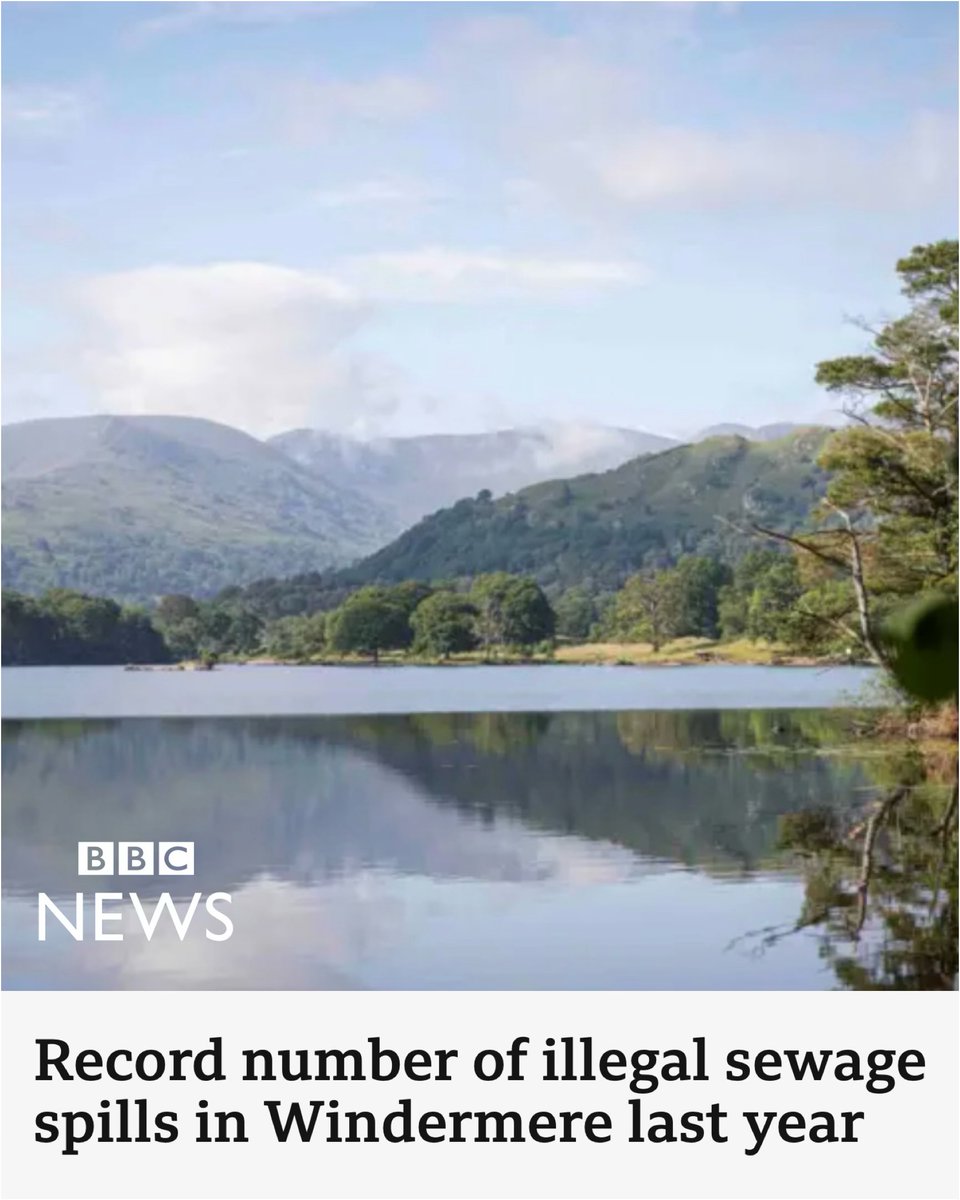 MattStaniek (@mattstaniek) on Twitter photo 🚨 Windermere’s Worst Year Yet for Illegal Sewage Discharges 🚨
Our latest report—produced with Prof. Peter Hammond of <a href="/WindrushWasp/">Windrush WASP</a> —has revealed 140 days with illegal sewage spilling from the six sites around Windermere in 2024 alone.
This is the highest number ever recorded 🚨 Windermere’s Worst Year Yet for Illegal Sewage Discharges 🚨
Our latest report—produced with Prof. Peter Hammond of <a href="/WindrushWasp/">Windrush WASP</a> —has revealed 140 days with illegal sewage spilling from the six sites around Windermere in 2024 alone.
This is the highest number ever recorded