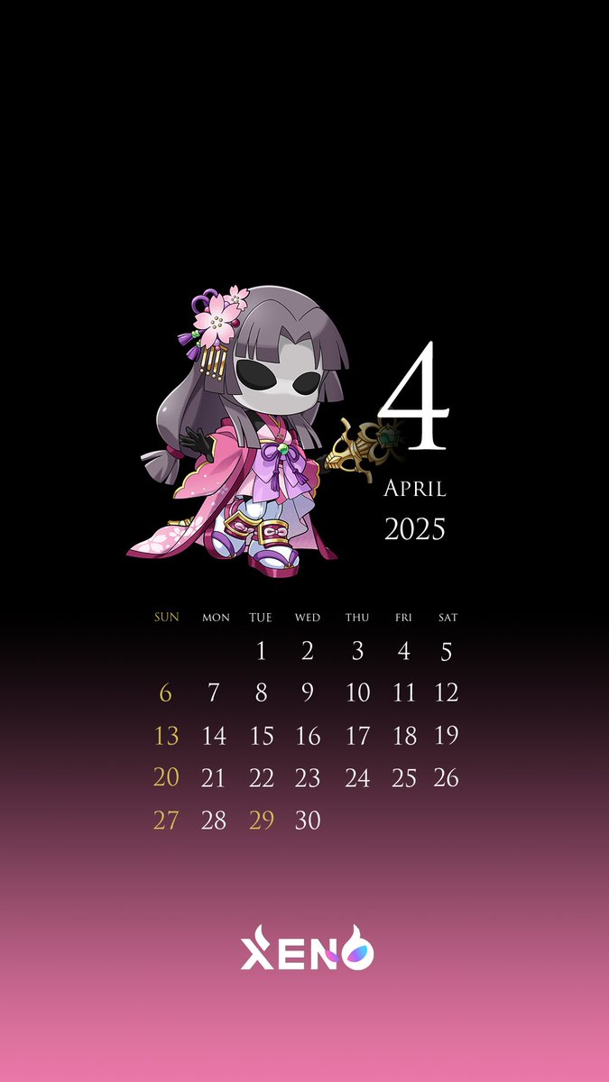 HUG_ProjectXENO's tweet photo. 2025年4月のXENOカレンダーをお届けします。

4月は戦国XENOよりお市の方。

桜の髪飾りと着物が春らしく、今の季節にぴったり。
そのあまりの可愛さに、お市の方目当てでガチャを引いた方も多いはず。

4月はお市の方とともに、ステキなXENOライフをお送りください♪

#XENO
#XENOカレンダー https://t.co/hg0mEk0E01