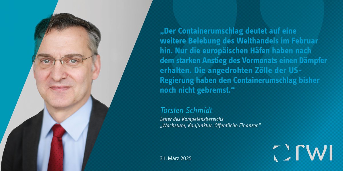Zur Entwicklung des Containerumschlag-Index sagt RWI-Konjunkturchef <a href="/TSchmidt_TS/">Torsten Schmidt</a> 👇