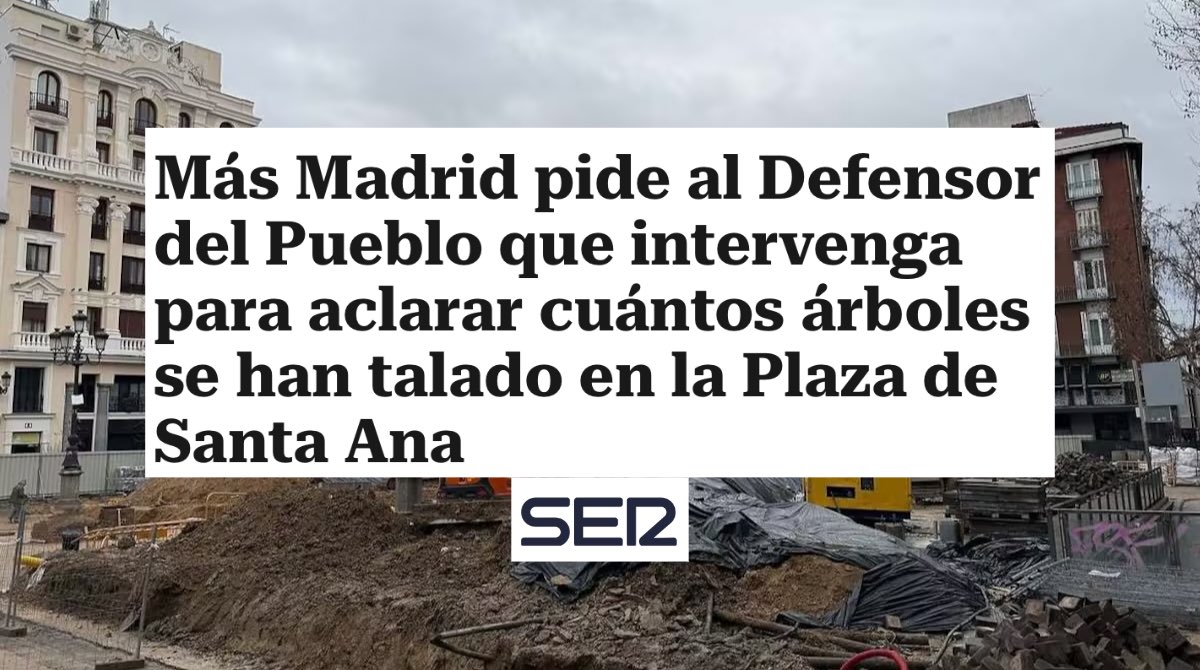 El autoritarismo arboricida de Almeida no puede salir gratis. Ordenó talar más de 25 árboles en la plaza Santa Ana con la oposición de los vecinos y mintiendo. Hemos dado traslado al Defensor del Pueblo para que aclare la situación.
cadenaser.com/cmadrid/2025/0…