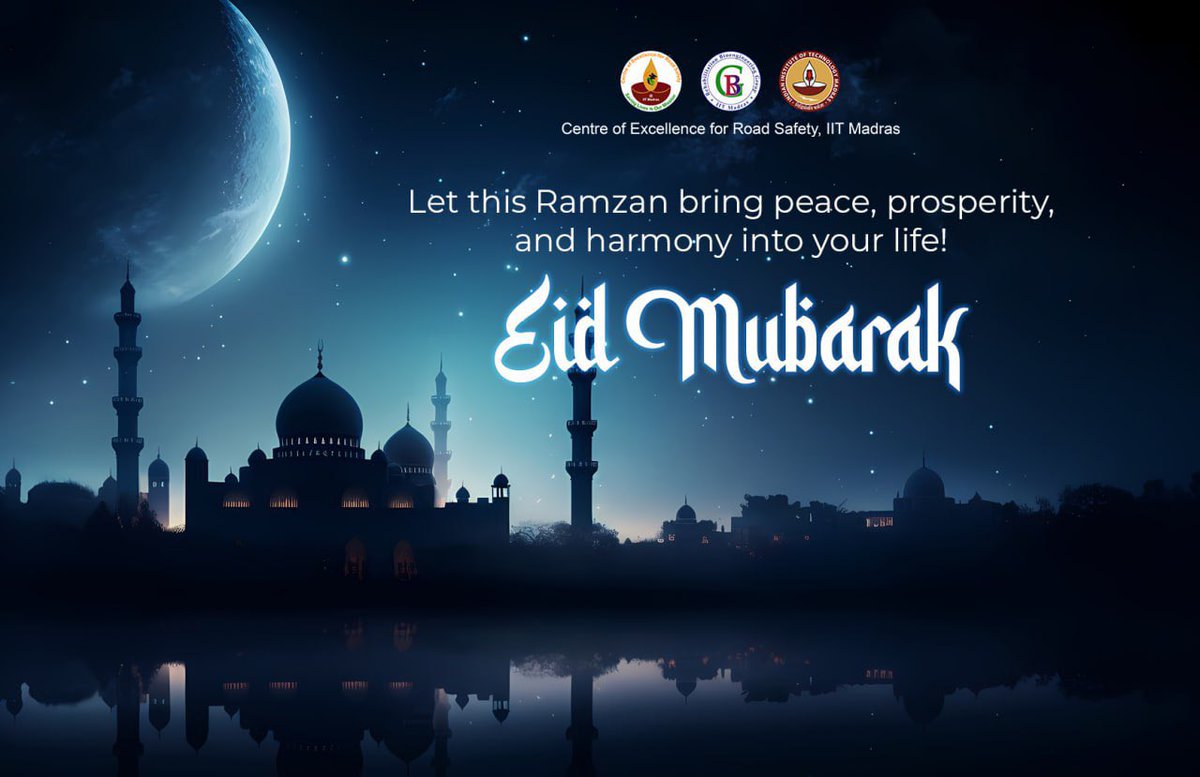 Centre of Excellence for Road Safety, IIT Madras (@coers_iitm) on Twitter photo May this sacred month bring harmony, good health, and success to you and your family. Eid mubarak!
#CoERS #Roadsafety #Eid
<a href="/VBChennai/">Venkatesh B</a> May this sacred month bring harmony, good health, and success to you and your family. Eid mubarak!
#CoERS #Roadsafety #Eid
<a href="/VBChennai/">Venkatesh B</a>