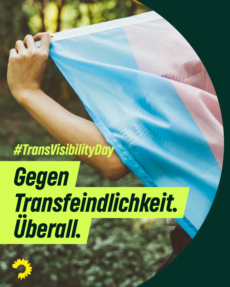 Transrechte sind Menschenrechte! Heute und an jedem anderen Tag! Nicht nur, weil wir als Grüne Bundestagsfraktion selbst zwei Abgeordnete haben, die trans sind, sondern auch, weil das Grundgesetz jeder Person die Unantastbarkeit der Würde garantiert. #TransVisibilityDay 🏳️‍⚧️💪