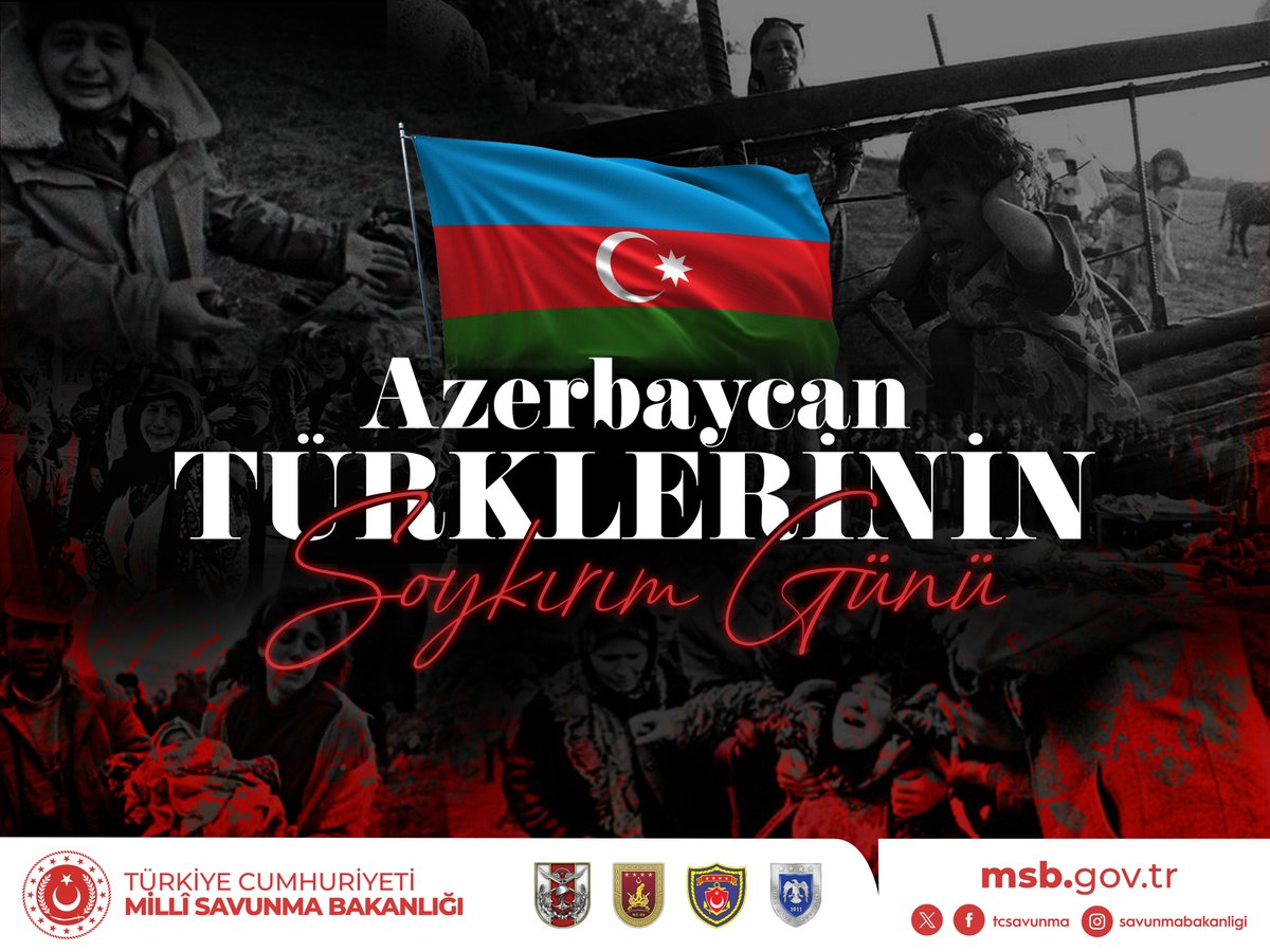 107 yıl önce Ermeni çeteleri tarafından acımasızca soykırıma uğrayan Azerbaycan Türkü kardeşlerimizi rahmetle anıyor, dost ve kardeş Azerbaycan halkının acısını gönülden paylaşıyoruz. 
#TekMilletİkiDevlet 🇹🇷 🇦🇿

#MillîSavunmaBakanlığı