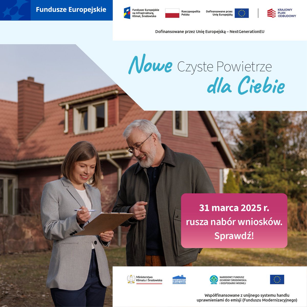 📅 31 marca o godz. 12:00 rusza nabór wniosków w nowym programie Czyste Powietrze.
💥 Nowe Czyste Powietrze to realne wsparcie dla polskich rodzin w walce ze smogiem i wysokimi rachunkami za ogrzewanie.

🔍 Przebudowaliśmy gruntownie zasady programu – od przyznawania dotacji,