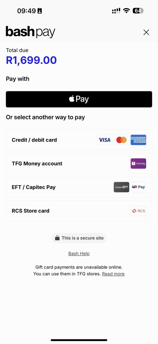 Apple Pay is now available on <a href="/friendsofbash/">friendsofbash</a>