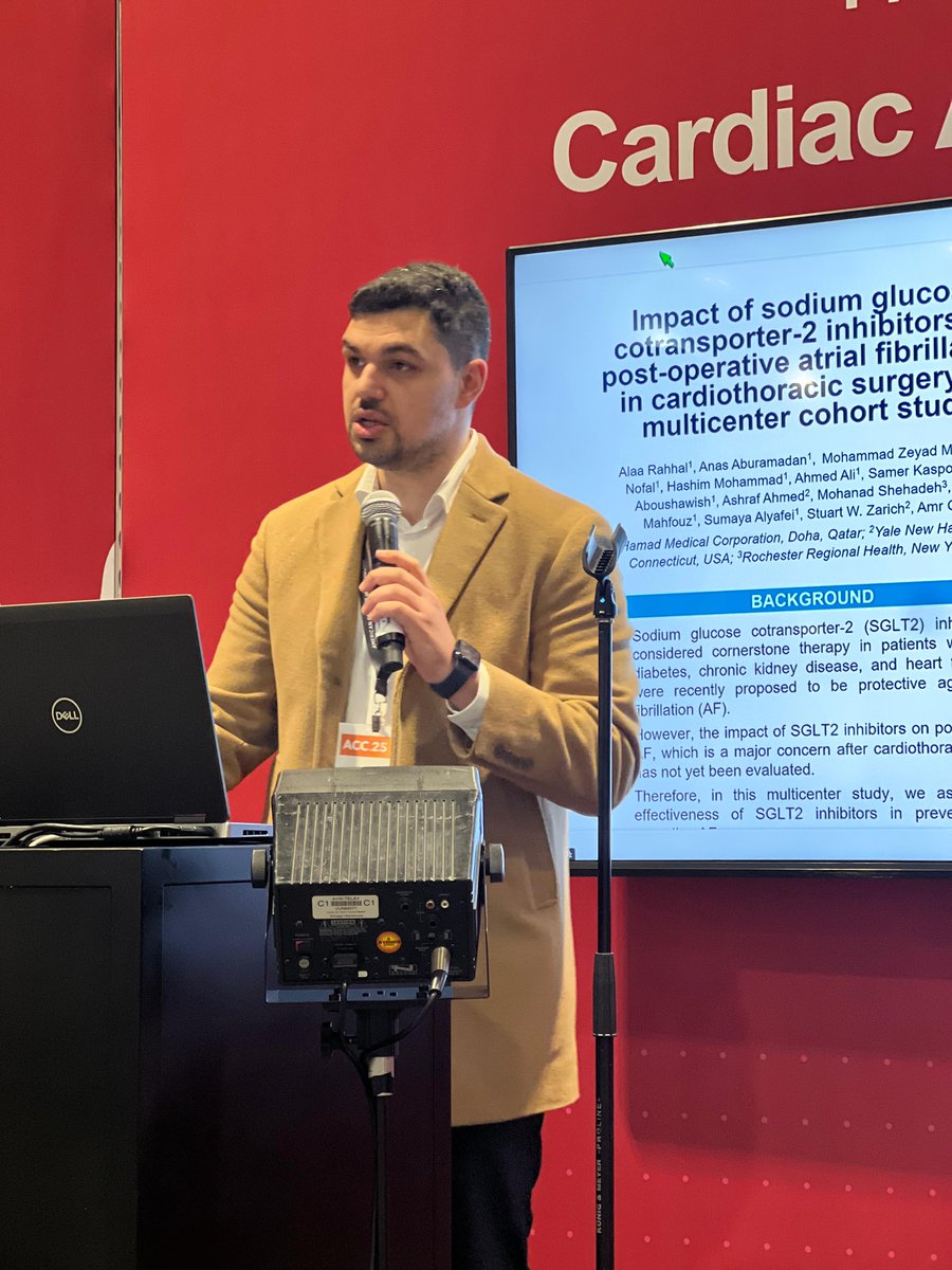 Alaa Rahhal (@alaarahhal13) on Twitter photo In a multicenter cohort study, SGLT2i use was associated with reduced POAF.
#ACC25
<a href="/HMC_Qatar/">مؤسسة حمد الطبية</a>
<a href="/ynhhealth/">Yale New Haven Health</a>
<a href="/ROCRegional/">Rochester Regional Health</a>
<a href="/aomar4646/">Amr Salah Omar</a>
<a href="/Ashraf_Ahmed94/">Ashraf Ahmed</a>
Presented by <a href="/MohanadShehadeh/">Mohanad Shehadeh</a>
jacc.org/doi/10.1016/S0… In a multicenter cohort study, SGLT2i use was associated with reduced POAF.
#ACC25
<a href="/HMC_Qatar/">مؤسسة حمد الطبية</a>
<a href="/ynhhealth/">Yale New Haven Health</a>
<a href="/ROCRegional/">Rochester Regional Health</a>
<a href="/aomar4646/">Amr Salah Omar</a>
<a href="/Ashraf_Ahmed94/">Ashraf Ahmed</a>
Presented by <a href="/MohanadShehadeh/">Mohanad Shehadeh</a>
jacc.org/doi/10.1016/S0…