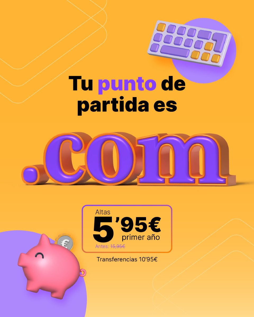 ¡¡Últimas horas!!

¡Aprovecha la SUPEROFERTA en .COM por solo 5,95€!👇
dondominio.com/es/?utm_source…