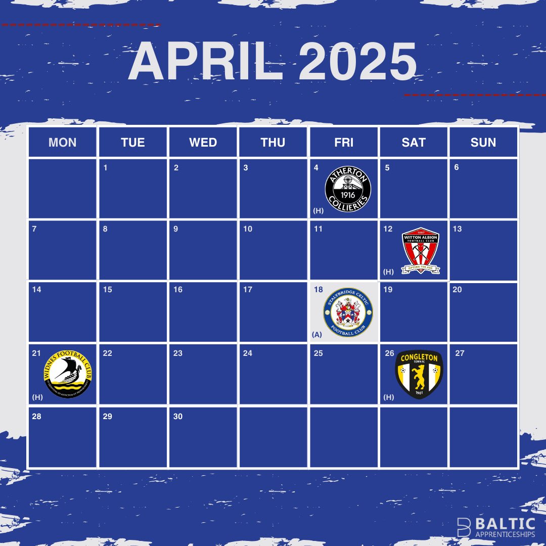 Vauxhall Motors FC (@vmfc_) on Twitter photo APRIL 2025 | The final set of fixtures are confirmed
A massive month ahead, weβll be giving it our all in an attempt to make history βͺοΈπ΅
04/04 - <a href="/ACFC1916/">Atherton Collieries</a> π
12/04 - <a href="/WittonAlbion/">Witton Albion Football Club</a> π
18/04 - <a href="/StalyCelticFC/">Stalybridge Celtic</a> π
°οΈ
21/04 - <a href="/Widnes_FC/">(C) Widnes Football Club</a> π
26/04 - <a href="/CongletonFC/">Congleton Town FC</a> π
°οΈ
#COYM APRIL 2025 | The final set of fixtures are confirmed
A massive month ahead, weβll be giving it our all in an attempt to make history βͺοΈπ΅
04/04 - <a href="/ACFC1916/">Atherton Collieries</a> π
12/04 - <a href="/WittonAlbion/">Witton Albion Football Club</a> π
18/04 - <a href="/StalyCelticFC/">Stalybridge Celtic</a> π
°οΈ
21/04 - <a href="/Widnes_FC/">(C) Widnes Football Club</a> π
26/04 - <a href="/CongletonFC/">Congleton Town FC</a> π
°οΈ
#COYM