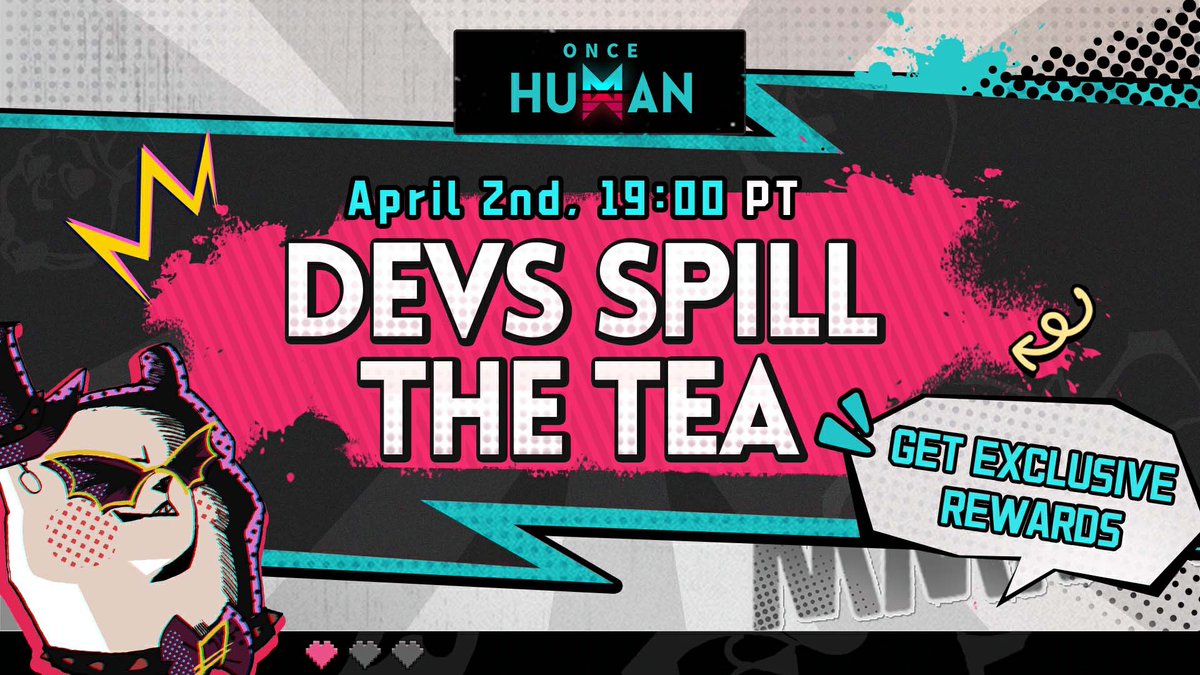 📢 Metas, the first 'Devs Spill the Tea' live stream for Once Human is here! Join us on April 2nd at 7 PM (PT)!

We’re going live to share the latest major updates, answer your burning questions, and discuss everything related to Once Human!

🎁 Starchrom will be given away