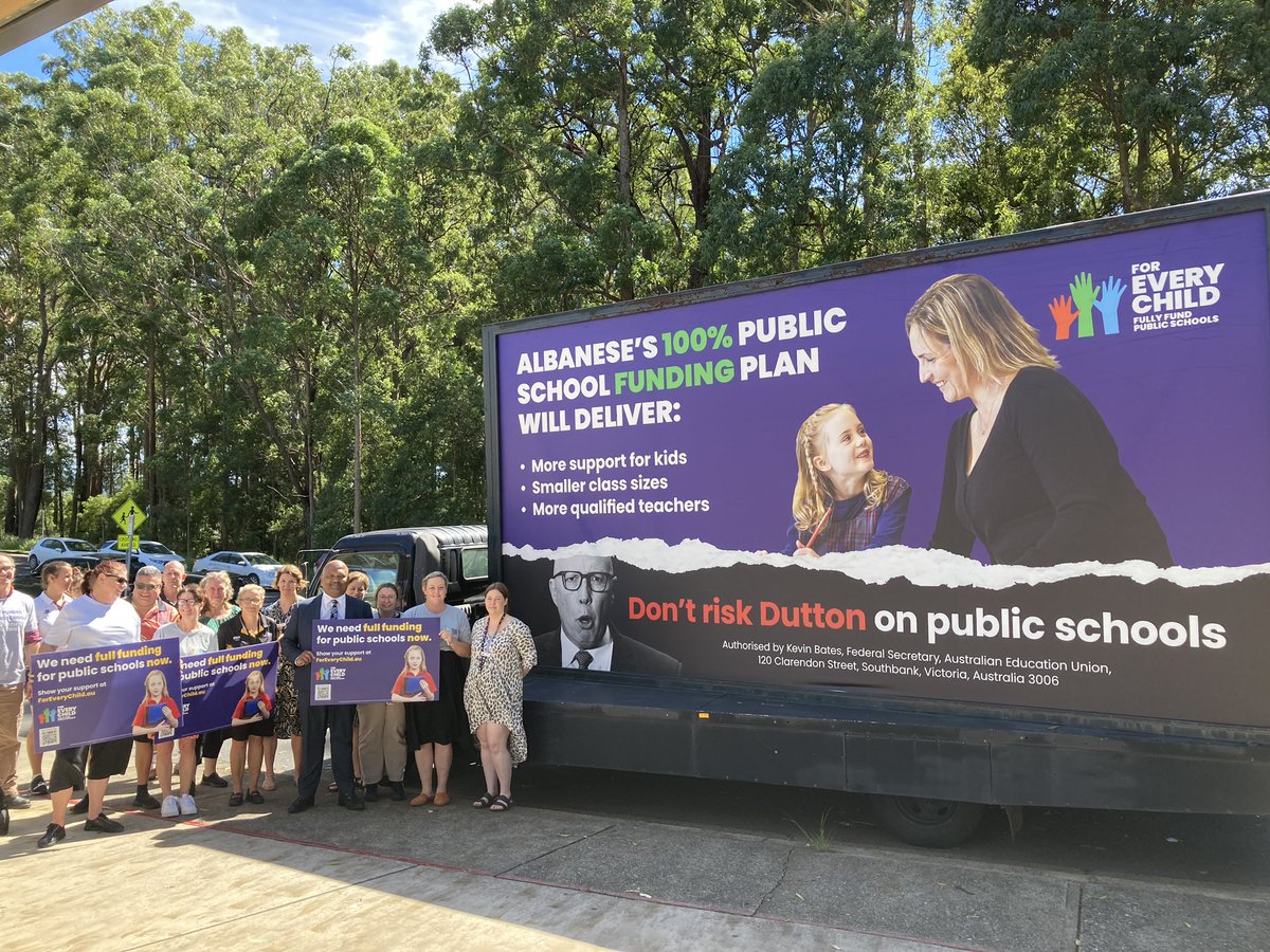 The election is an opportunity to vote for a better education for every child in public schools. And we discussed this at Toormina HS in the Cowper electorate.
Peter Dutton has never supported the full funding of public schools.
#DontRiskDutton #ForEveryChild