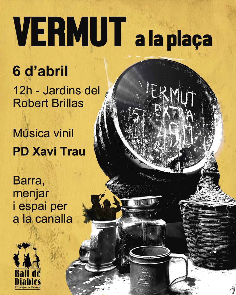 Música seixantera de la mà d’un dels millors sel·lectors del Baix Llobregat, moviment de malucs, xoripans increïbles per menjar i begudes de tot tipus per fer baixar.

Hi haurà espai pels més petits.
Us hi esperem! 🔥