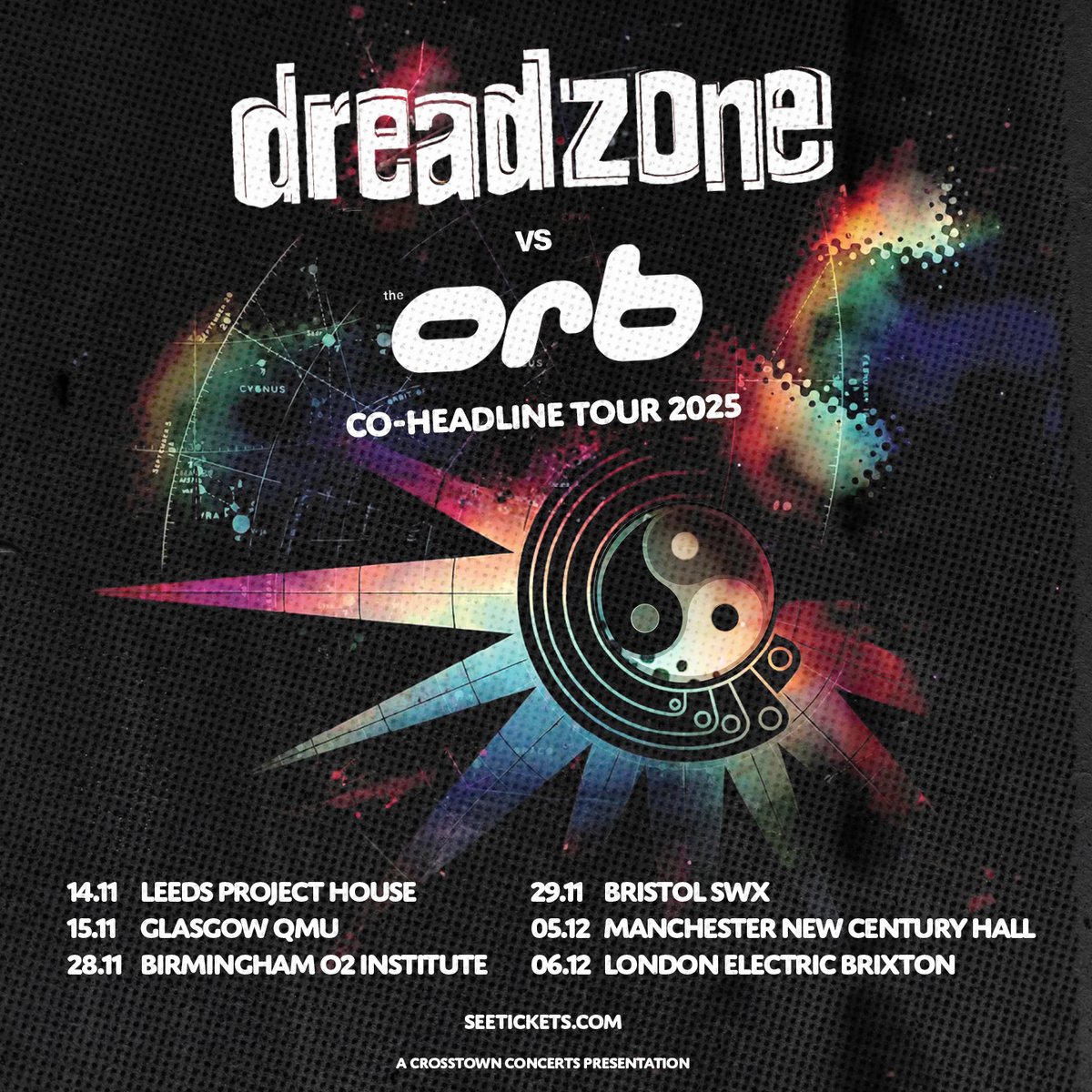 That's right! We're hitting the road again with our friends The Orb for another co-headline tour. Tickets on sale Friday 4th April at 10am💫💥