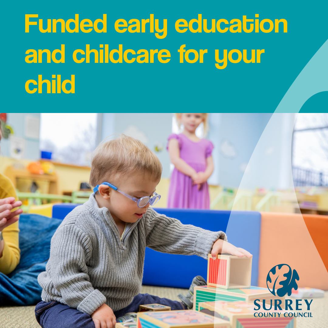 In Surrey, we have a number of different funding options available for early education and childcare.

If you're the parent/carer of a child aged 9 months or above, check out our Funded Childcare in Surrey page to find out if your child could be eligible: orlo.uk/U87ii