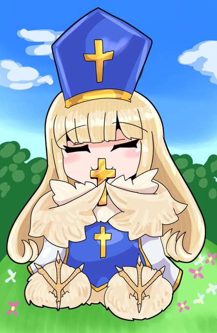 #魔物娘図鑑 #魔物娘図鑑二次 オウルメイジの修道女「シスターモッフ」。心優しいシスターであるが、不摂生な生活にやたらと厳しく、徹夜ゲームなどを嗜もうものならば後ろから彼女の「秒で眠くなるマッサージ」の餌食にされるだろう 